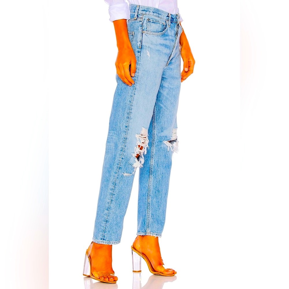AGOLDE Riley High Rise Straight Leg Crop Ripped Jeans Size 30
